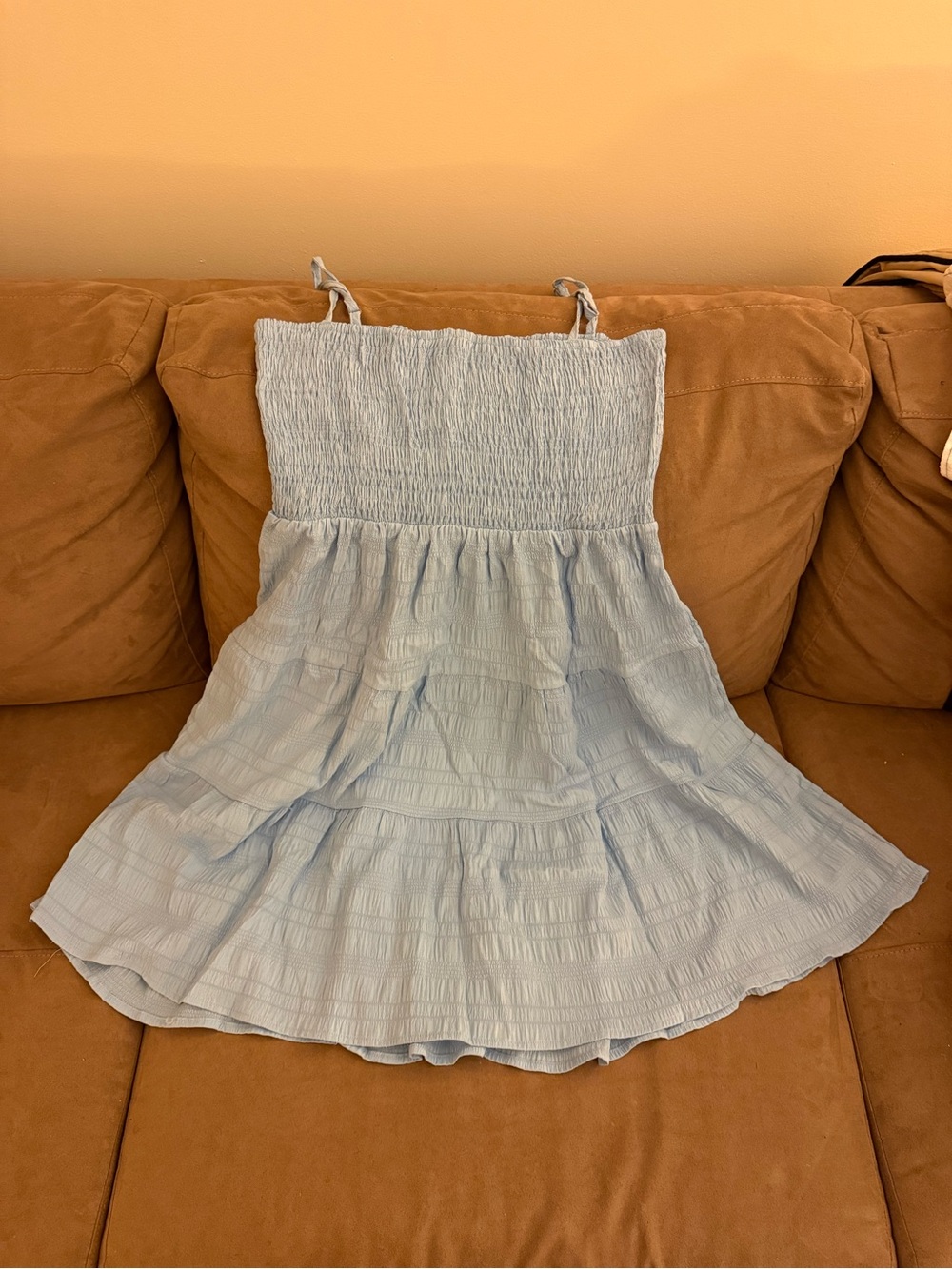 Light Blue Smocked Breathable Summer Dress